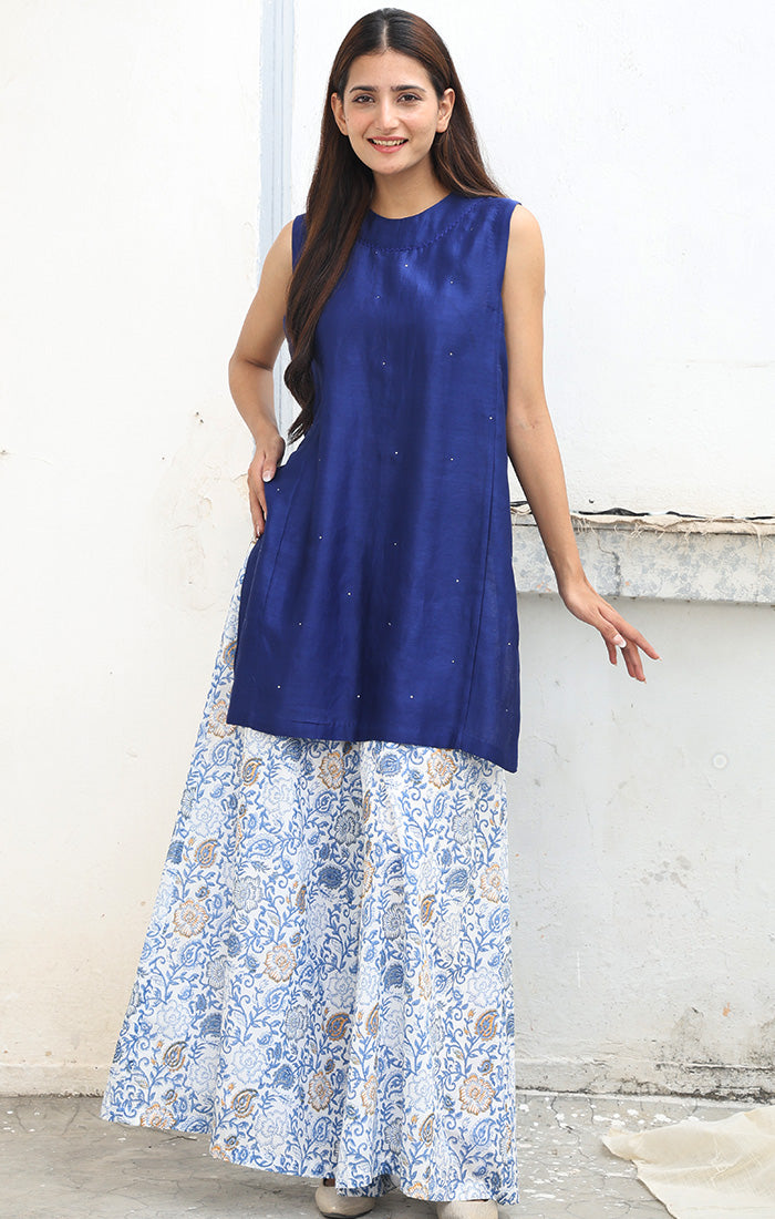 Midnight Blue Tunic with Mukeish