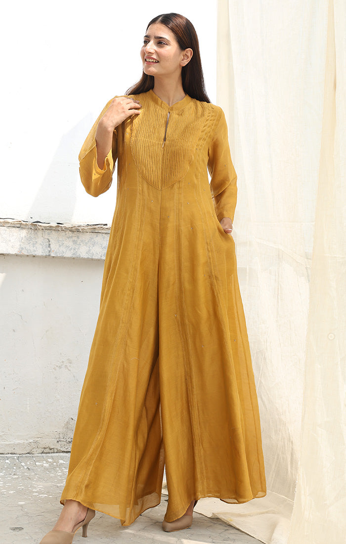 Mellow Gold Chanderi Jumpsuit