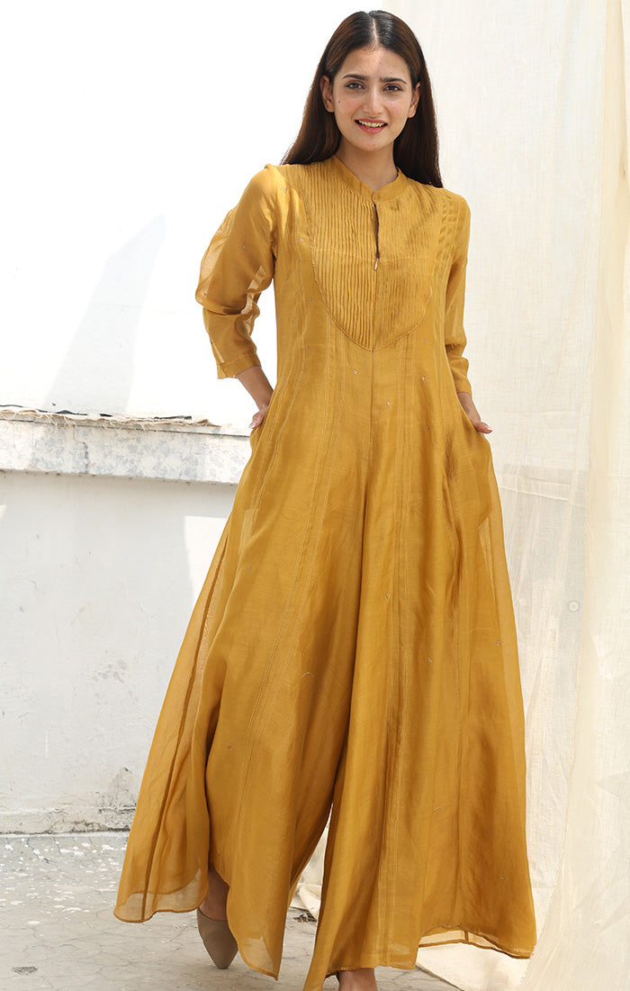 Mellow Gold Chanderi Jumpsuit