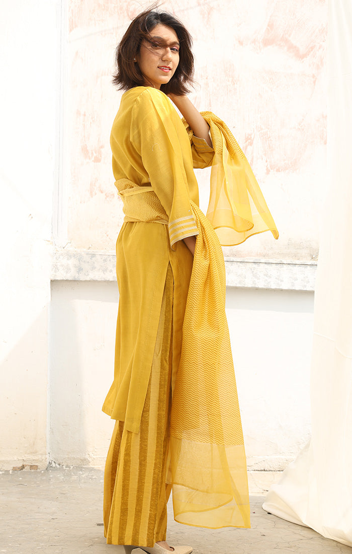 Chanderi Kurta in  Tuscan Sun Yellow  with Palazzo