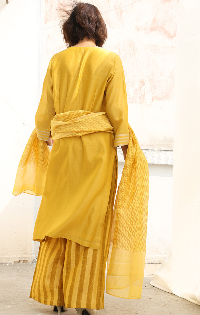 Chanderi Kurta in  Tuscan Sun Yellow  with Palazzo