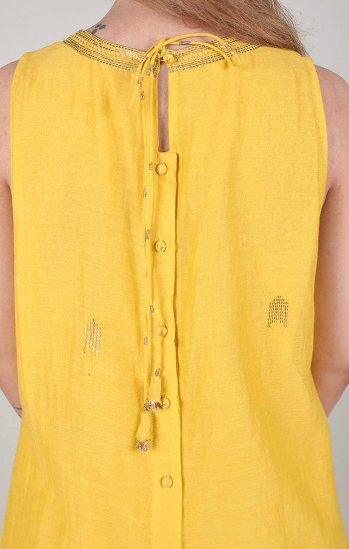 Mustard Halter Neck Black Top with Palazzo  and Stole