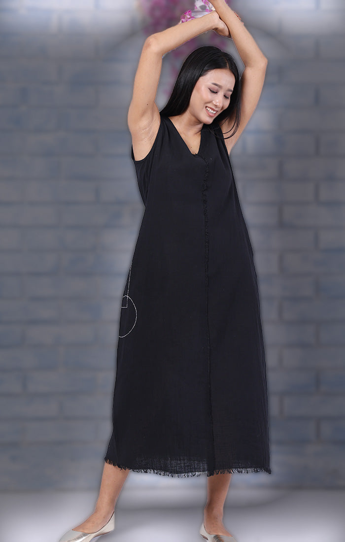 Sable Black Clamp Dye Organza Overlay