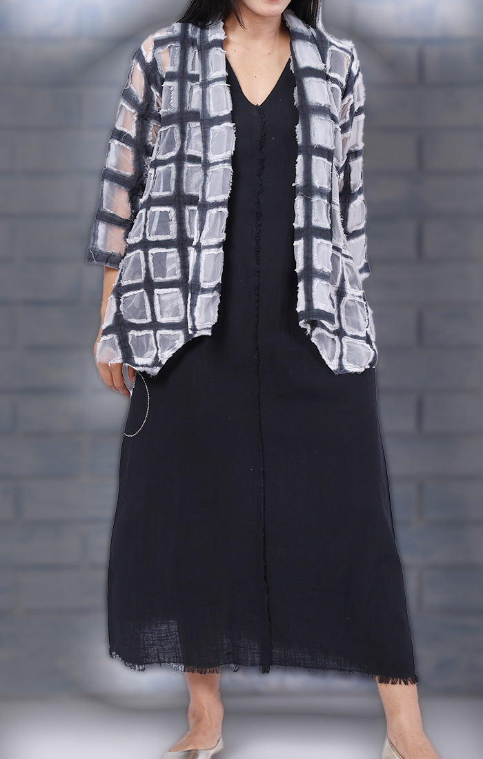 Sable Black Clamp Dye Organza Overlay