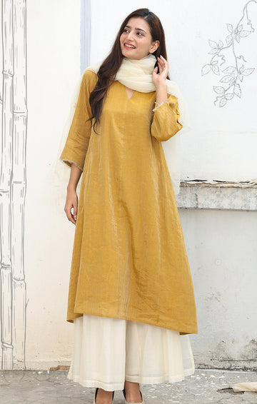 Old Gold Chanderi Tissue Kurta