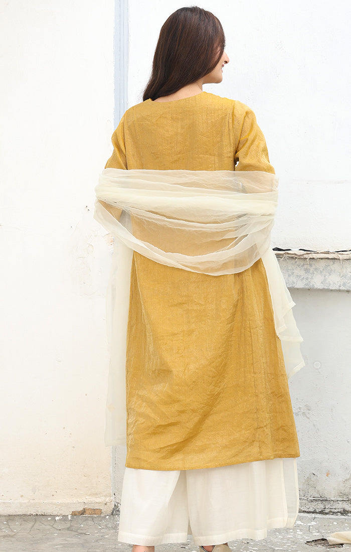 Old Gold Chanderi Tissue Kurta