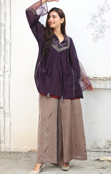 Chanderi Tunic in Purple Plum