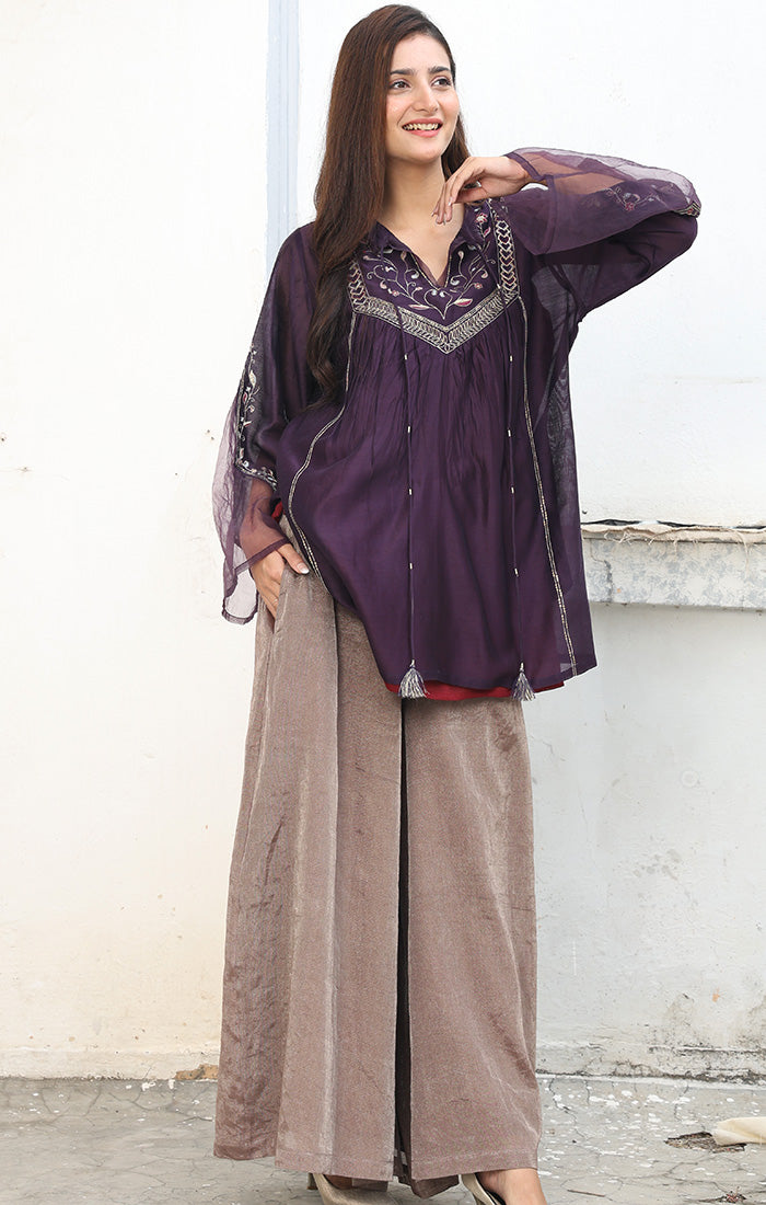 Chanderi Tunic in Purple Plum
