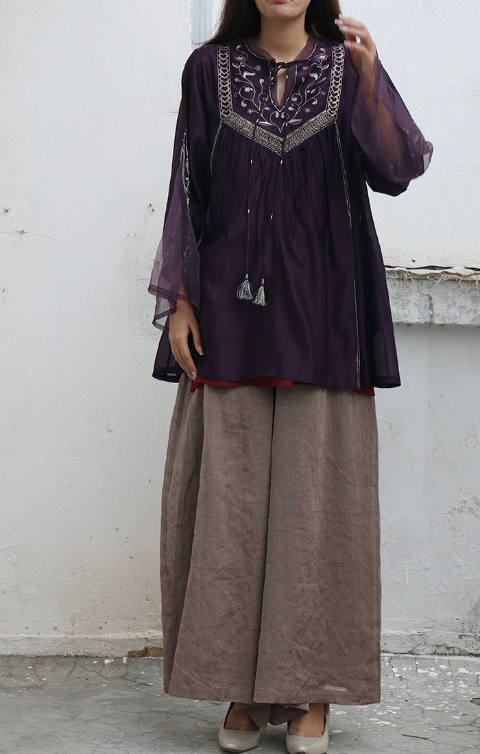 Chanderi Tunic in Purple Plum