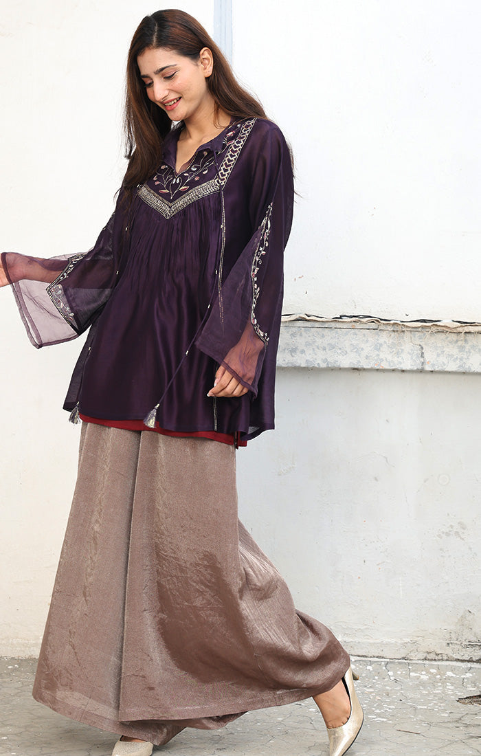 Chanderi Tunic in Purple Plum