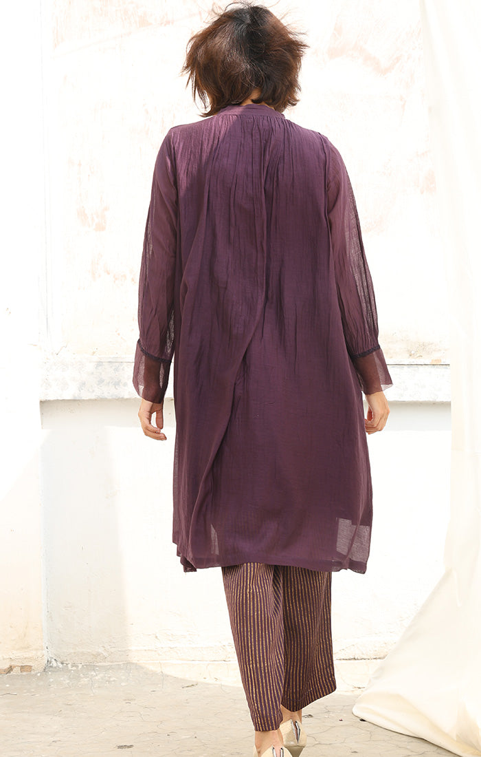 Chanderi Kurta in Deep Purple with Pants