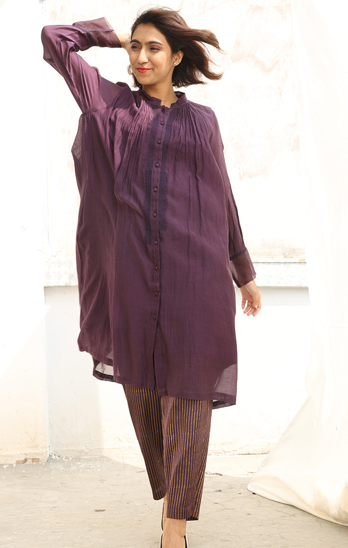 Chanderi Kurta in Deep Purple with Pants