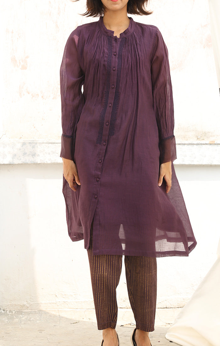 Chanderi Kurta in Deep Purple with Pants