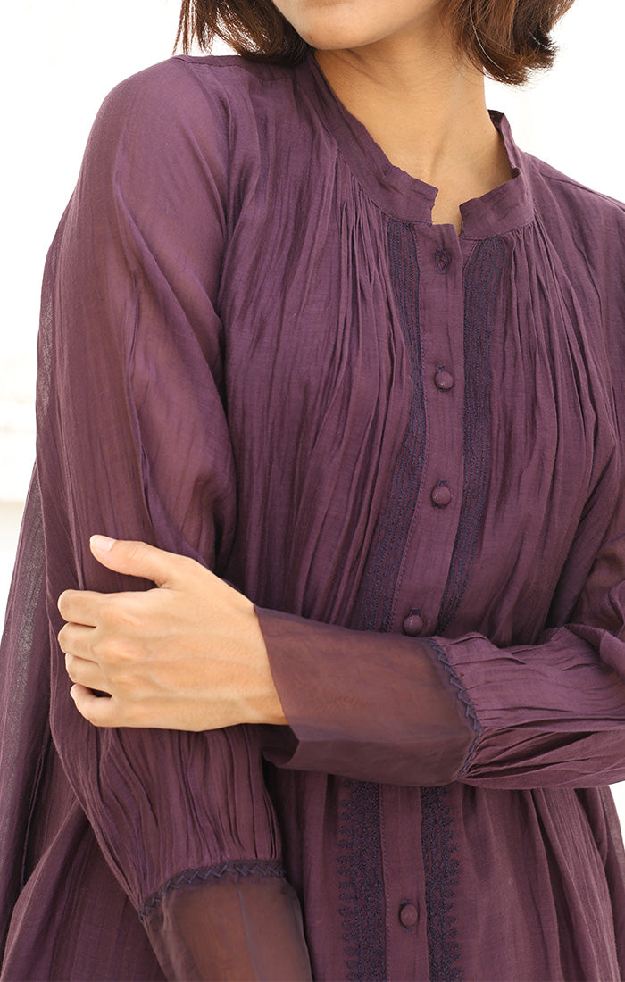 Chanderi Kurta in Deep Purple with Pants