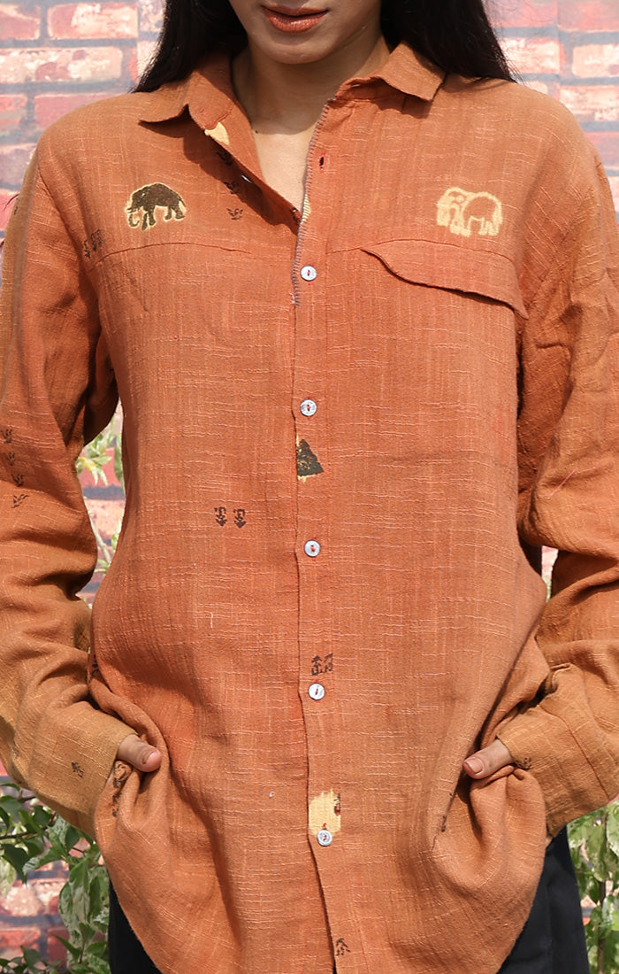 Rust Madder Handblock Printed Shirt