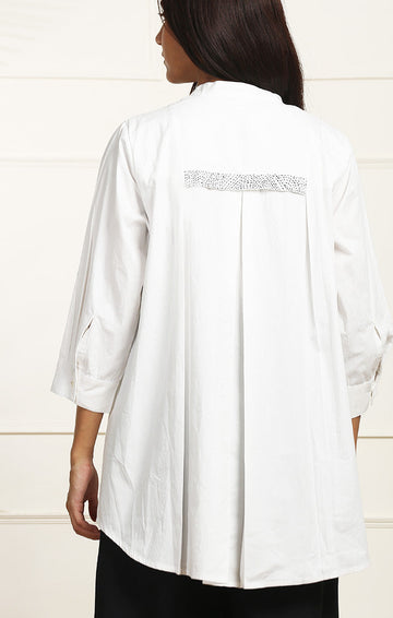 SALE - Organic Cotton White Shirt - Back Pleats