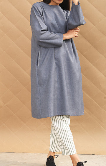 Yonder Blue Wool Twill Tunic