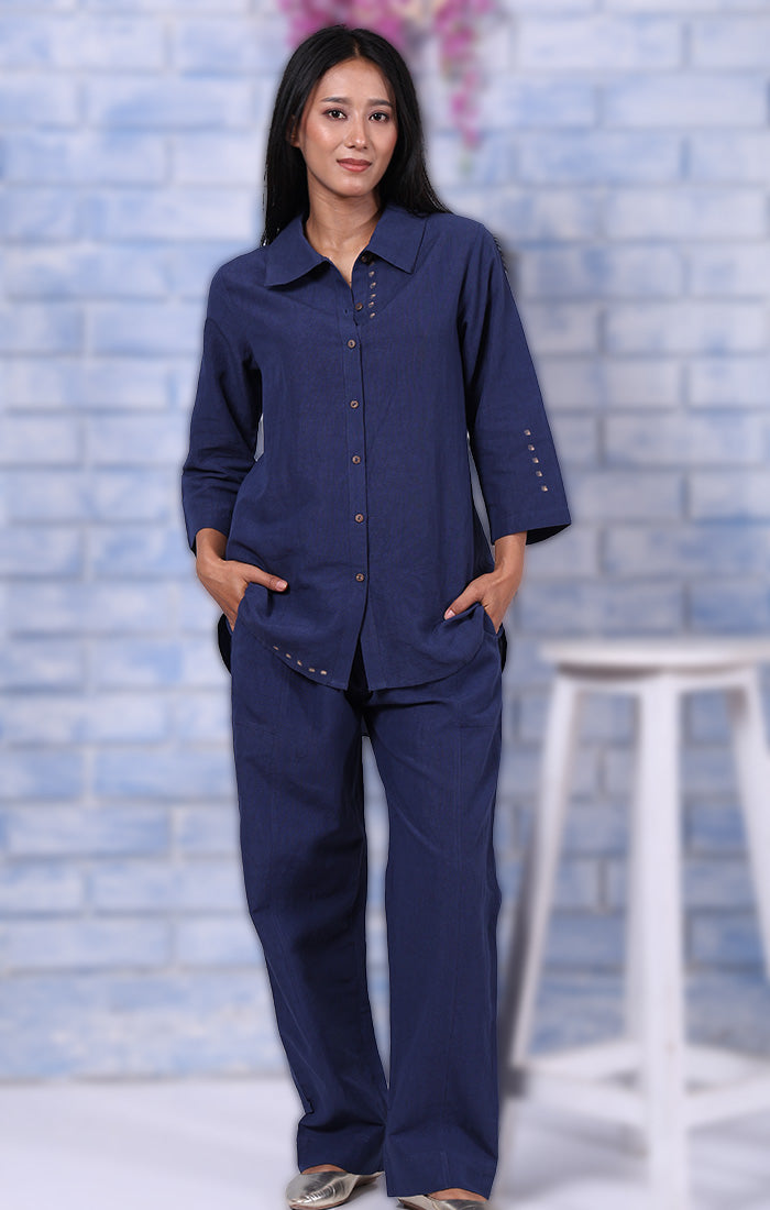 Pure Linen Shirt Night Blue