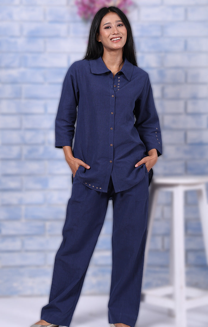 Pure Linen Shirt Night Blue