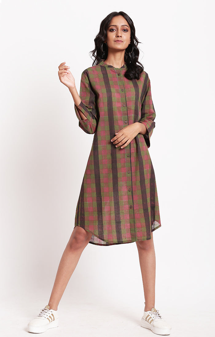 SALE - Shirt Dress Multi Colored Checks