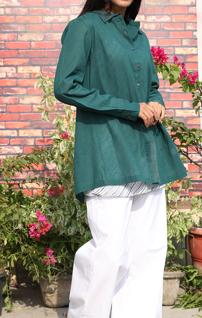 Handwoven Mul Shirt with back slit - Burnt Orange or Forest Green
