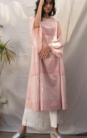 SALE-Blush Pink Tunic Dress with Pants