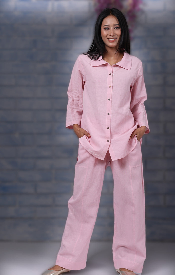 Pure Linen Shirt Cherry Blossom Pink