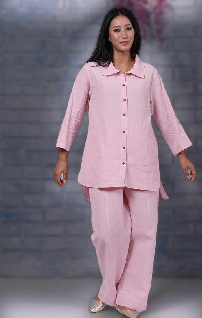 Pure Linen Shirt Cherry Blossom Pink