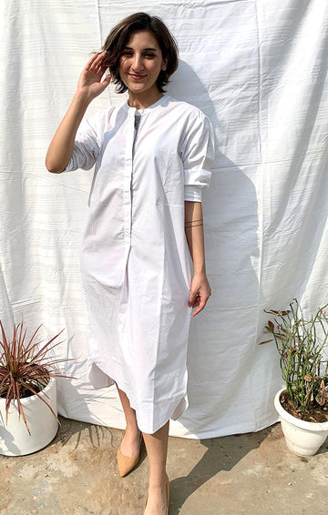 SALE-White Organic Cotton Shift Dress