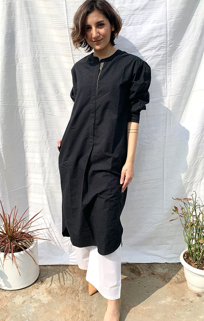 Black Organic Cotton Shift Dress