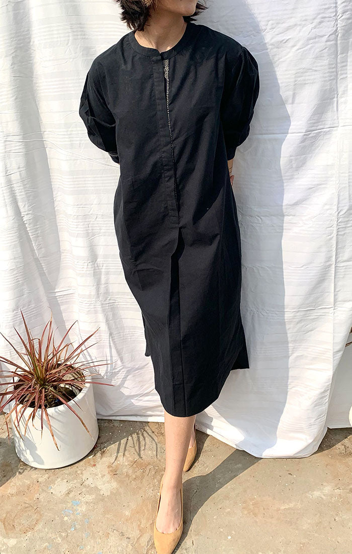 Black Organic Cotton Shift Dress with pants