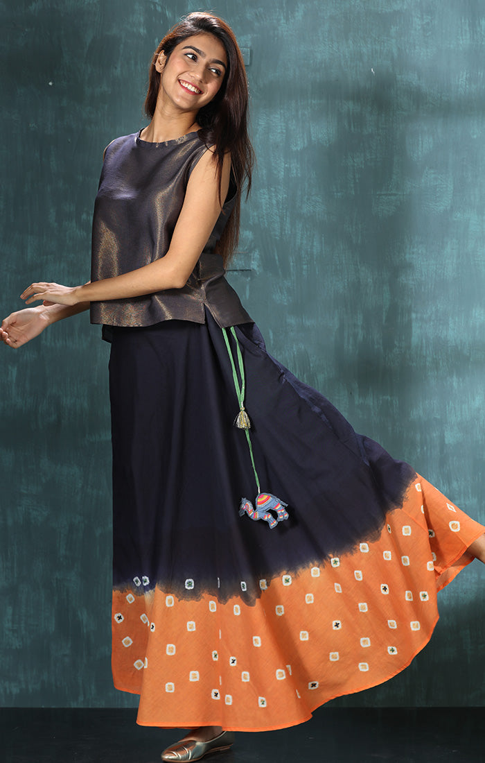 Chanderi Tissue Top with skirt and stole