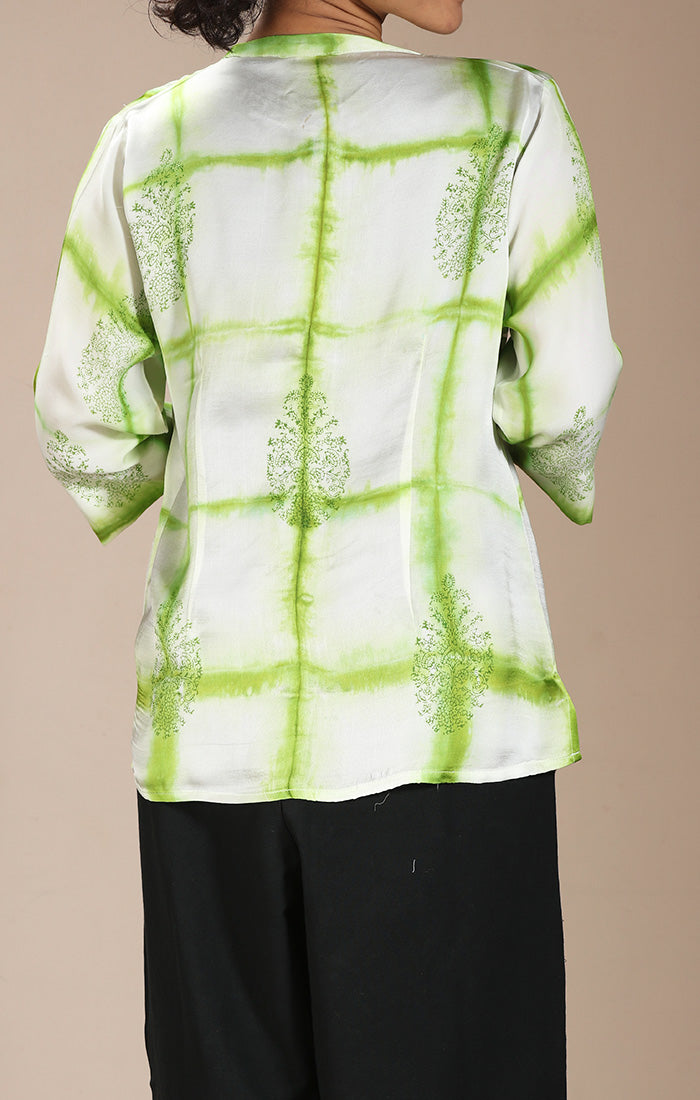 Apple Green Clamp Dye Shirt