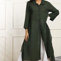 Olive Green Shirt Dress /Long Tunic  Ihaworld