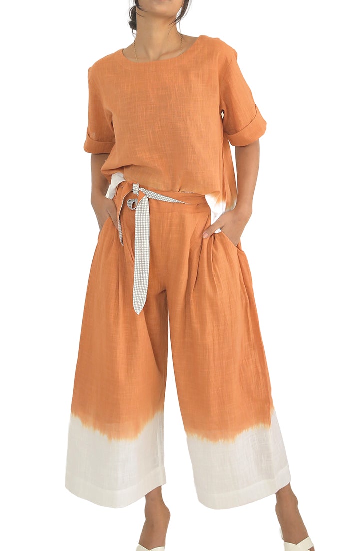 Burnt Orange Cotton Linen Coord Set