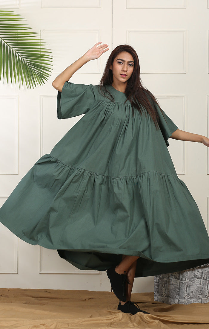 Organic Cotton Dress - Viridian Green Ihaworld Organic Cotton Dress - Viridian Green Ihaworld