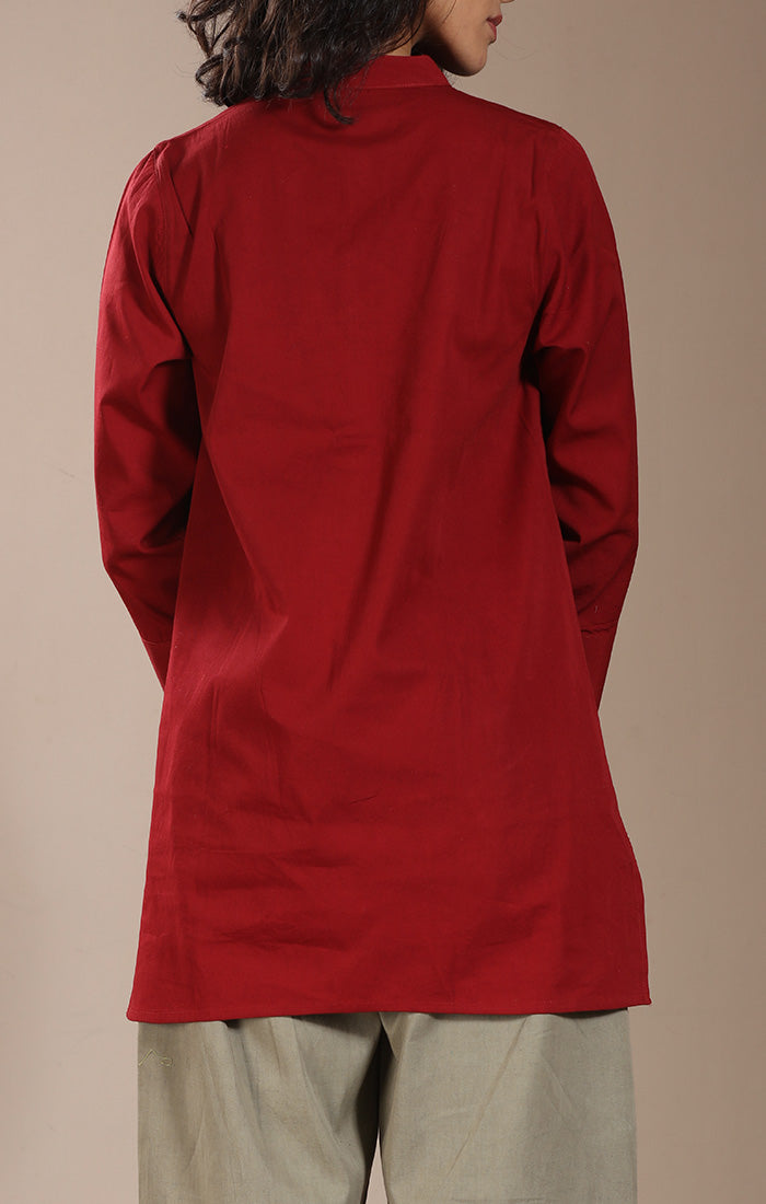 Cotton Twill Top - Pine Green or Crimson Red