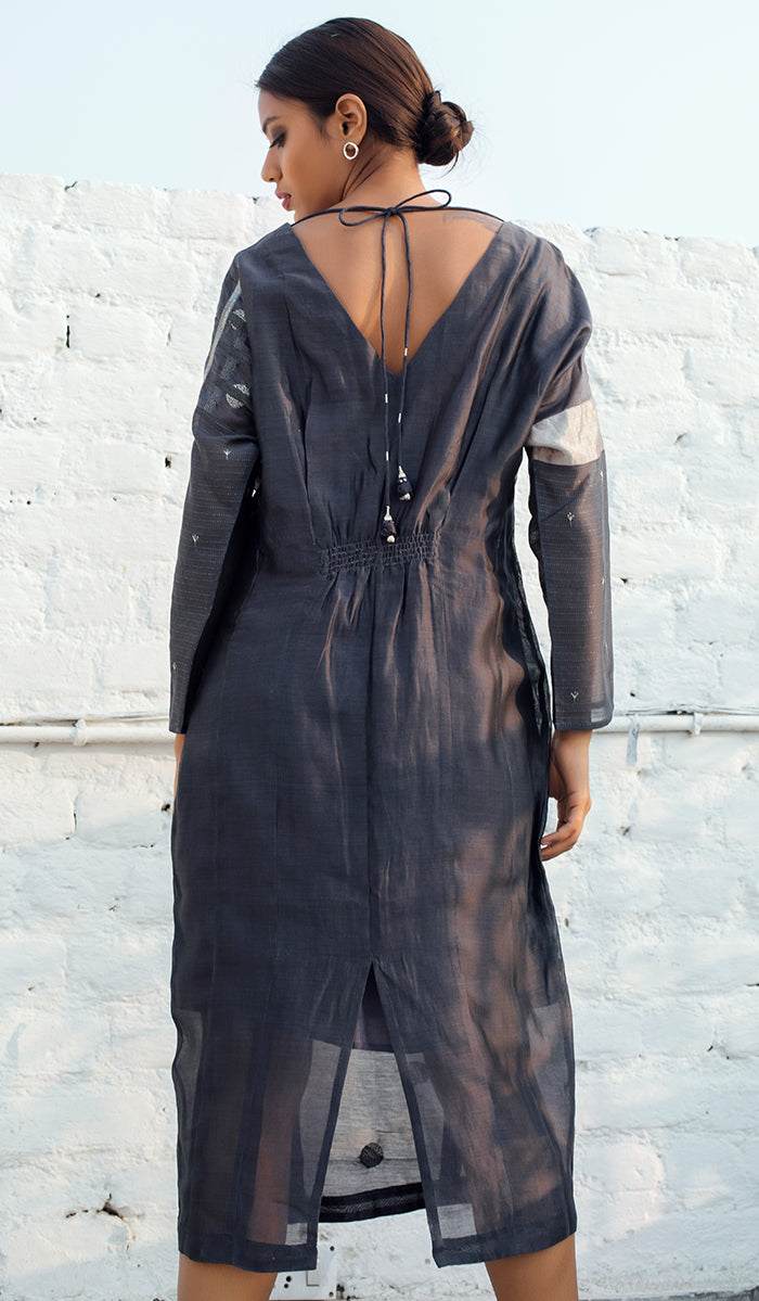 Blousson Dress in Charcoal Grey