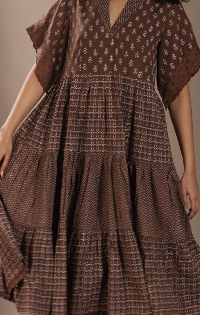 Cinnamon Cotton Tiered Dress