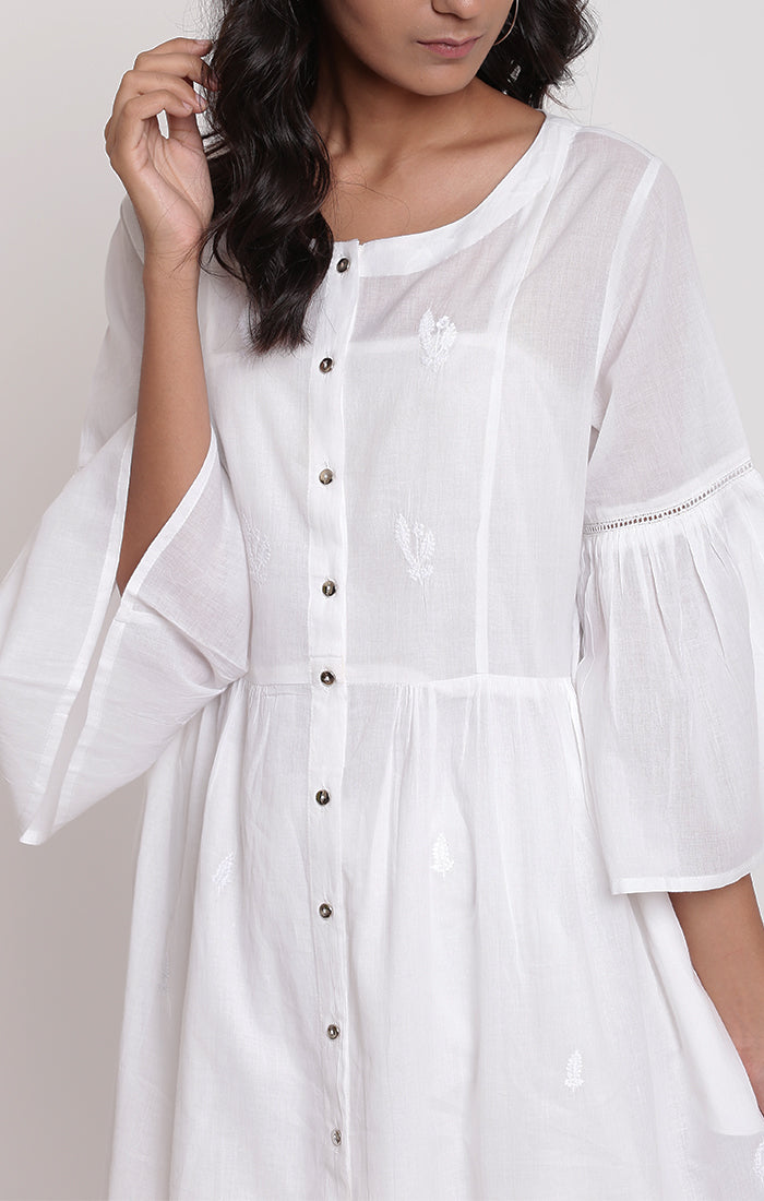 Tunic Dress - white with white sheer pants