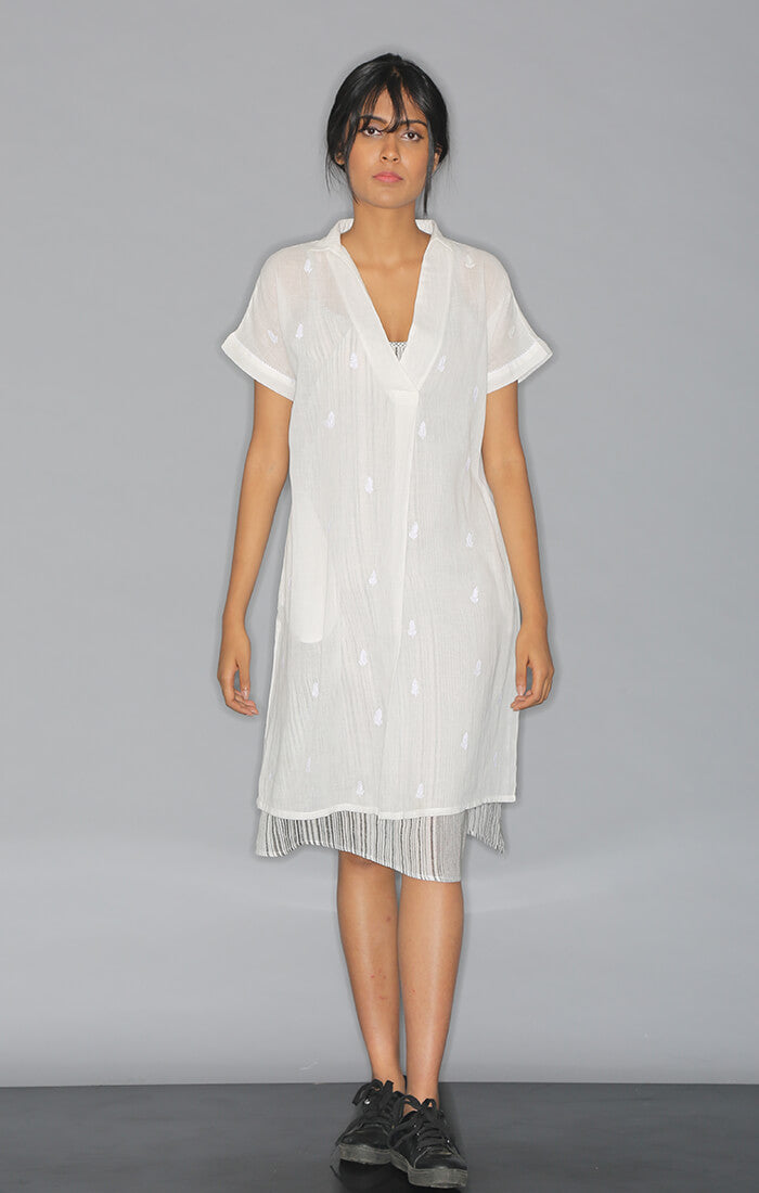 Shift Dress White with Slip Dress
