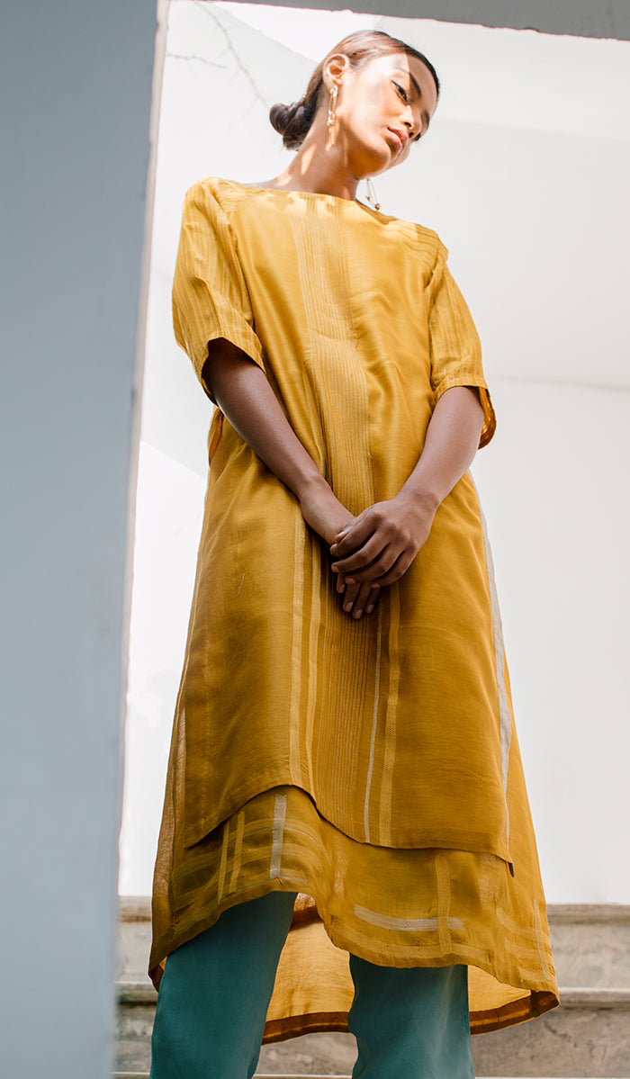 Layered Tunic Dress - Mustard