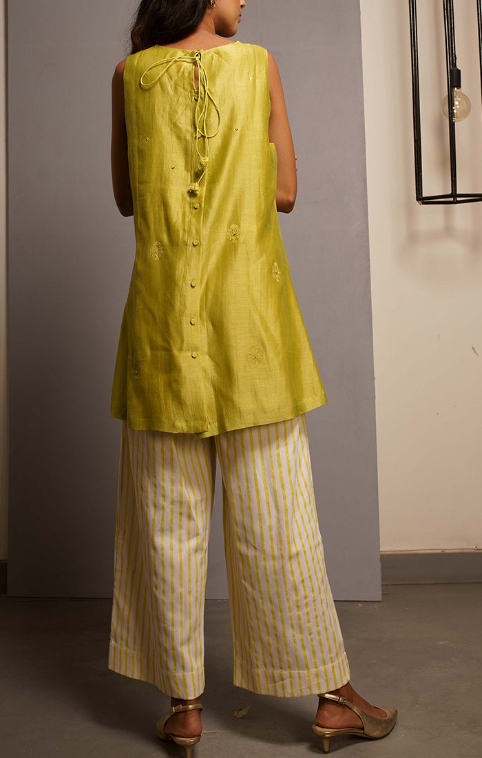 Citron Green A line Tunic with Pants