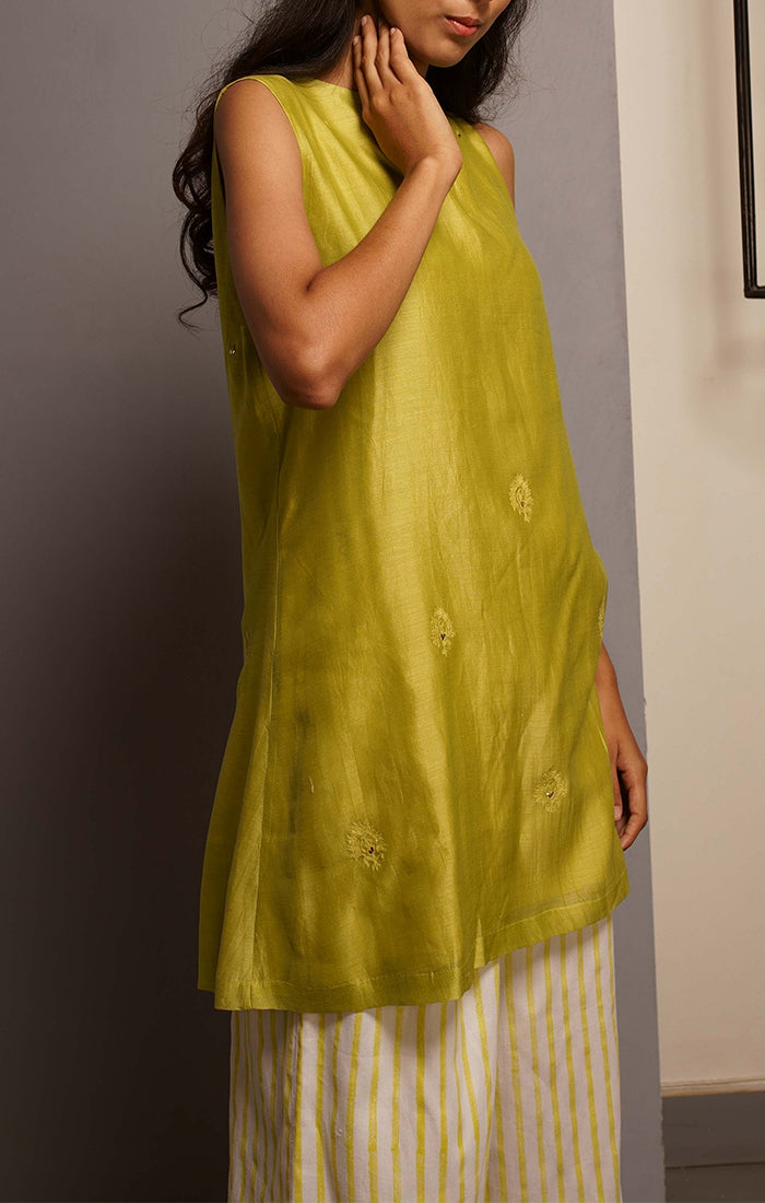 Citron Green A line Tunic with Pants