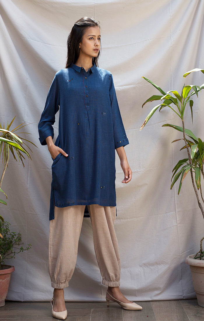 Tunic Dress - Blue with Pants