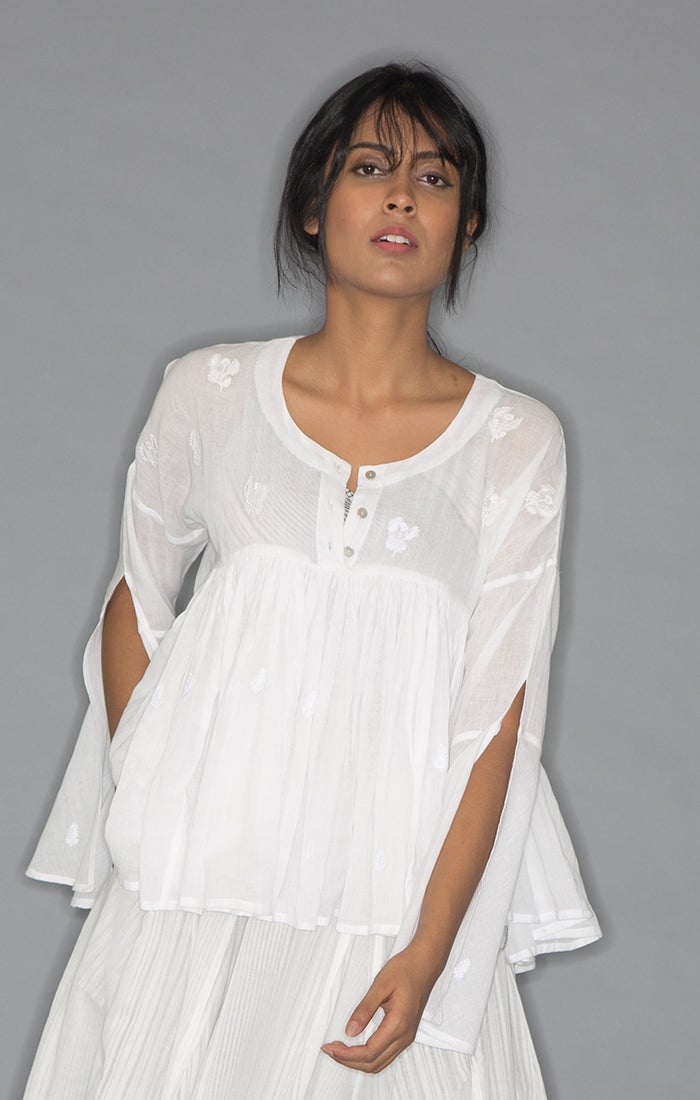 Kedia Top - White with skirt