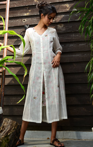 Ivory Chanderi Shirt Dress