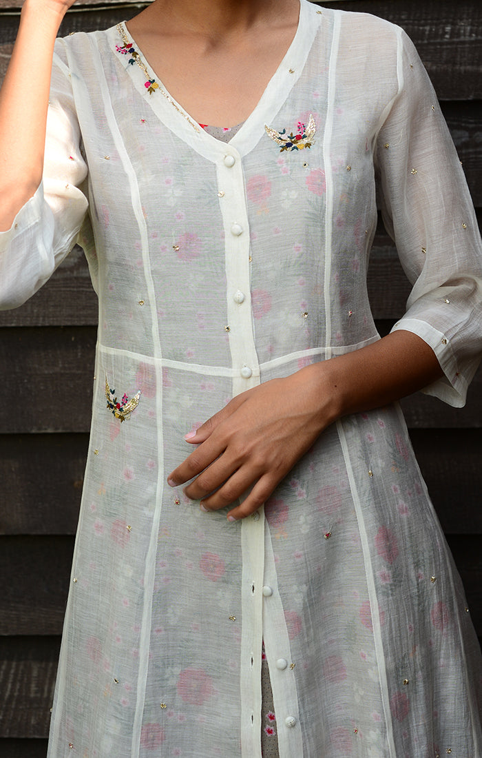 Ivory Chanderi Shirt Dress