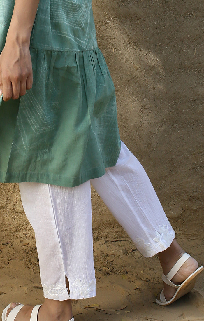 Shibori Tunic Jade Green (With Slip) and Sheer Pants